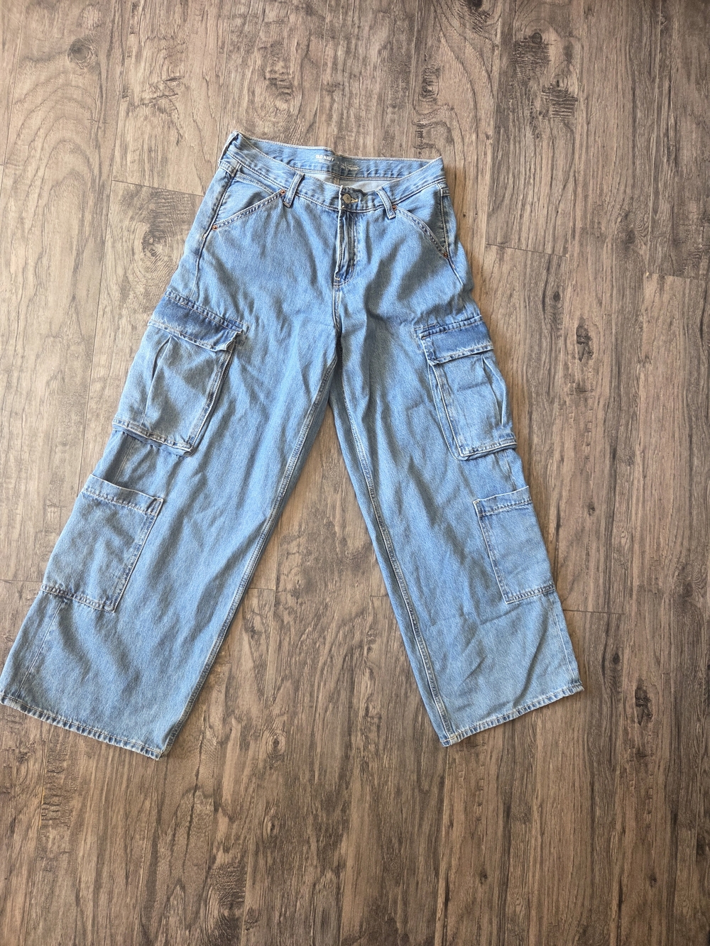 Light Blue Cargo Denim Jeans for Women